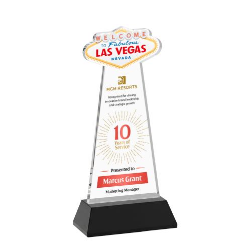 Corporate Awards - Crystal Awards - Las Vegas Full Color Black on Hartford Base Abstract / Misc Crystal Award