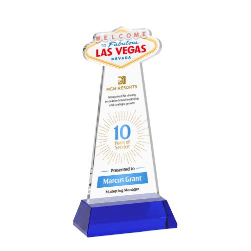 Corporate Awards - Crystal Awards - Las Vegas Full Color Blue on Hartford Base Abstract / Misc Crystal Award