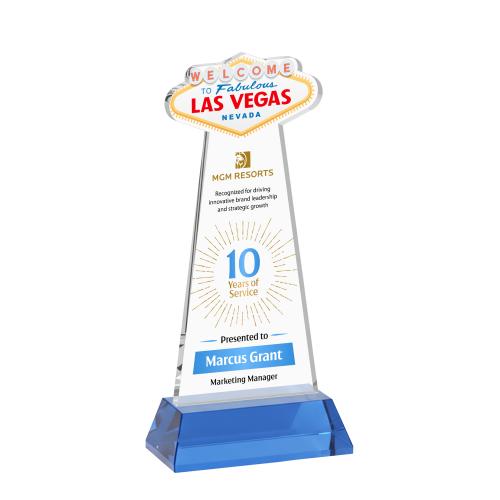 Corporate Awards - Crystal Awards - Las Vegas Full Color Sky Blue on Hartford Base Abstract / Misc Crystal Award