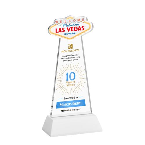 Corporate Awards - Crystal Awards - Las Vegas Full Color White on Hartford Base Abstract / Misc Crystal Award