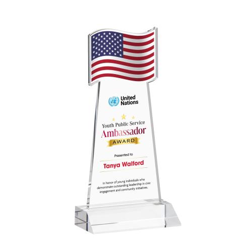 Corporate Awards - Crystal Awards - Flag Full Color Clear Abstract / Misc Crystal Award