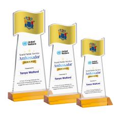 Flag Full Color Amber Abstract / Misc Crystal Award - Service Awards