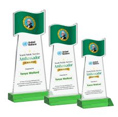 Flag Full Color Green Abstract / Misc Crystal Award - Service Awards