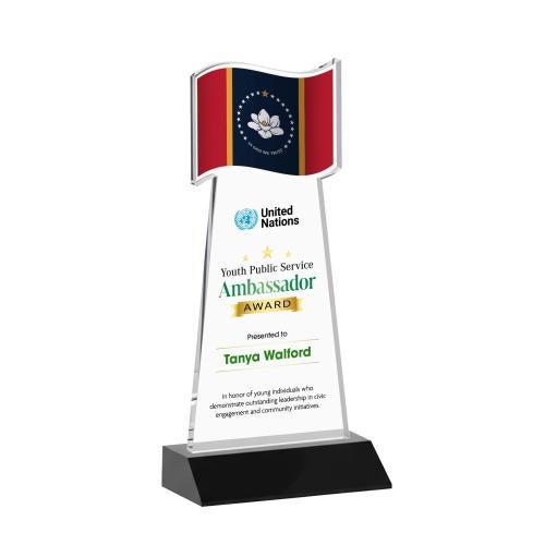 Corporate Awards - Crystal Awards - Flag Full Color Black Abstract / Misc Crystal Award