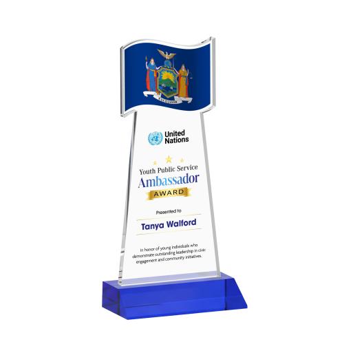 Corporate Awards - Crystal Awards - Flag Full Color Blue Abstract / Misc Crystal Award