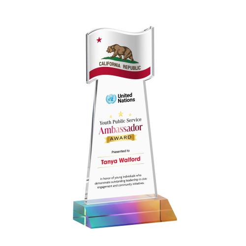 Corporate Awards - Crystal Awards - Flag Full Color Prismatic Abstract / Misc Crystal Award