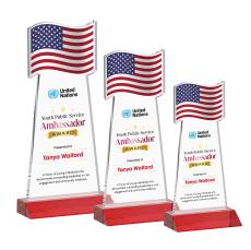 Flag Full Color Red Abstract / Misc Crystal Award - Service Awards