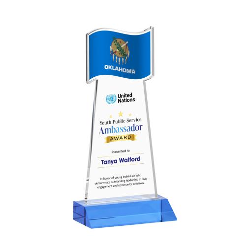 Corporate Awards - Crystal Awards - Flag Full Color Sky Blue Abstract / Misc Crystal Award