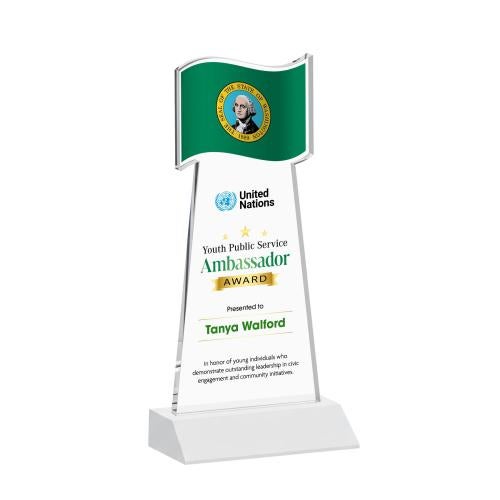 Corporate Awards - Crystal Awards - Flag Full Color White Abstract / Misc Crystal Award