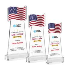 Flag Full Color Clear on Alberton Base Abstract / Misc Crystal Award - Service Awards