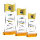 Flag Full Color Amber on Alberton Base Abstract / Misc Crystal Award