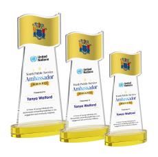 Flag Full Color Gold on Alberton Base Abstract / Misc Crystal Award - Service Awards