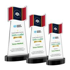 Flag Full Color Black on Alberton Base Abstract / Misc Crystal Award - Service Awards