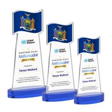 Flag Full Color Blue on Alberton Base Abstract / Misc Crystal Award - Service Awards