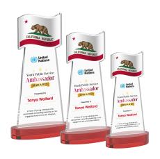 Flag Full Color Red on Alberton Base Abstract / Misc Crystal Award - Service Awards
