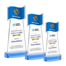Flag Full Color Sky Blue on Alberton Base Abstract / Misc Crystal Award - Service Awards