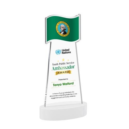 Corporate Awards - Crystal Awards - Flag Full Color White on Alberton Base Abstract / Misc Crystal Award