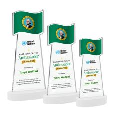 Flag Full Color White on Alberton Base Abstract / Misc Crystal Award - Service Awards