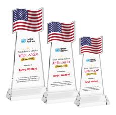 Flag Full Color Clear on Hartford Base Abstract / Misc Crystal Award - Service Awards