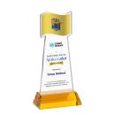 Flag Full Color Amber on Hartford Base Abstract / Misc Crystal Award