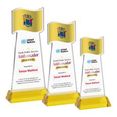 Flag Full Color Gold on Hartford Base Abstract / Misc Crystal Award - Service Awards
