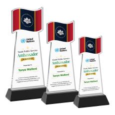 Flag Full Color Black on Hartford Base Abstract / Misc Crystal Award - Service Awards