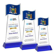 Flag Full Color Blue on Hartford Base Abstract / Misc Crystal Award - Service Awards