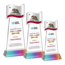 Flag Full Color Prismatic on Hartford Base Abstract / Misc Crystal Award - Service Awards