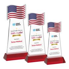Flag Full Color Red on Hartford Base Abstract / Misc Crystal Award - Service Awards