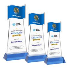 Flag Full Color Sky Blue on Hartford Base Abstract / Misc Crystal Award - Service Awards