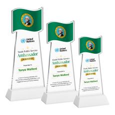 Flag Full Color White on Hartford Base Abstract / Misc Crystal Award - Corporate Awards