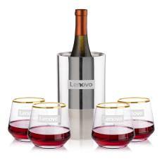 Catania Wine Cooler & Tucson Gold Rim Stemless Wine - Corporate Recognition Gifts