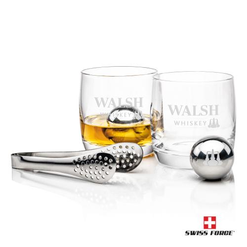 Corporate Recognition Gifts - Etched Barware - Swiss Force&reg; S/S Balls & 2 Ritz OTR