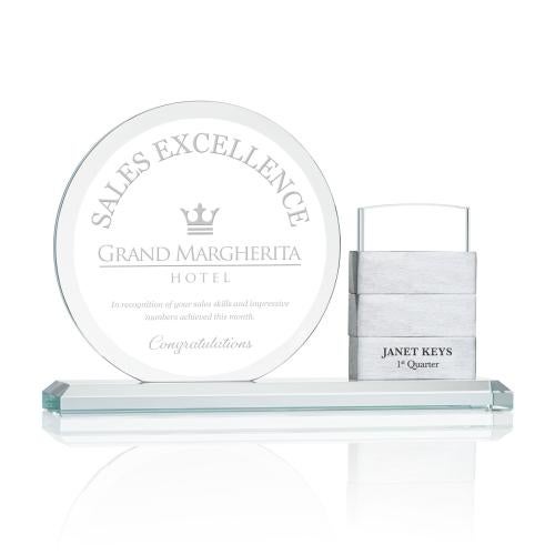 Corporate Awards - Glass Awards - Colored Glass Awards - Balmore Add-a-Block Circle Crystal Award