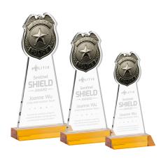 Police Badge Amber Abstract / Misc Crystal Award - Glass Awards