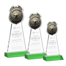 Police Badge Green Abstract / Misc Crystal Award - Glass Awards