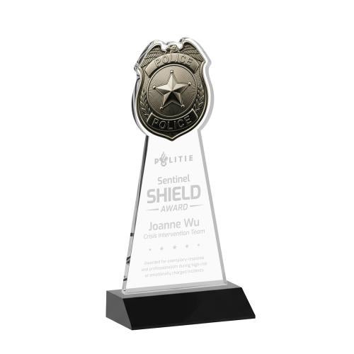 Corporate Awards - Crystal Awards - Police Badge Black Abstract / Misc Crystal Award