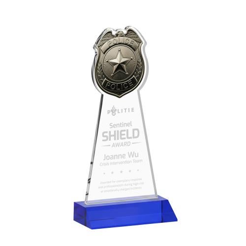 Corporate Awards - Crystal Awards - Police Badge Blue Abstract / Misc Crystal Award
