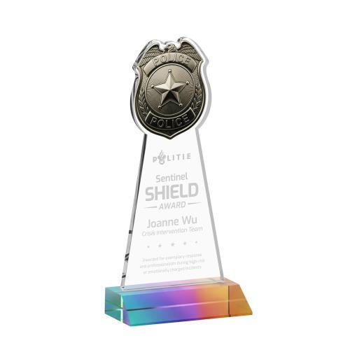 Corporate Awards - Crystal Awards - Police Badge Prismatic Abstract / Misc Crystal Award