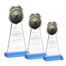 Police Badge Sky Blue Abstract / Misc Crystal Award - Crystal Awards