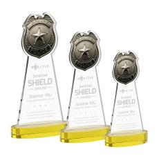 Police Badge Gold on Alberton Base Abstract / Misc Crystal Award - Newest Additions
