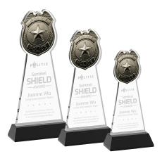 Police Badge Black on Hartford Base Abstract / Misc Crystal Award - Newest Additions