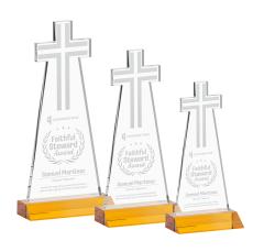 Cross Amber Abstract / Misc Crystal Award - Colored Glass Awards
