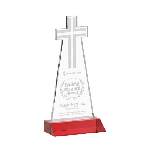 Corporate Awards - Crystal Awards - Cross Red Abstract / Misc Crystal Award