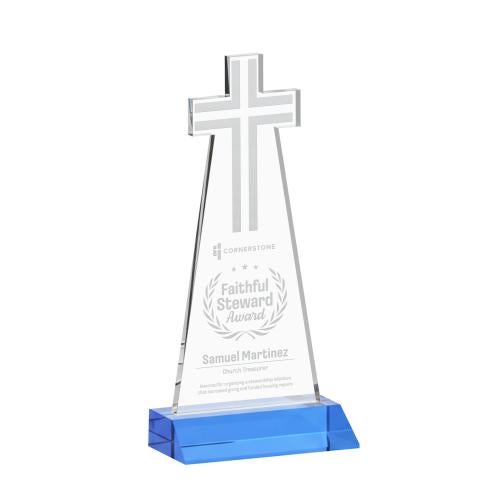 Corporate Awards - Crystal Awards - Cross Sky Blue Abstract / Misc Crystal Award