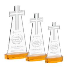 Cross Amber on Alberton Base Abstract / Misc Crystal Award - Glass Awards