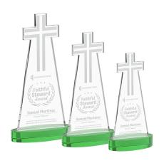 Cross Green on Alberton Base Abstract / Misc Crystal Award - Glass Awards