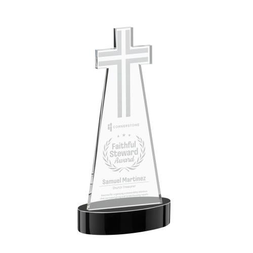 Corporate Awards - Crystal Awards - Cross Black on Alberton Base Abstract / Misc Crystal Award