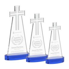 Cross Blue on Alberton Base Abstract / Misc Crystal Award - Glass Awards