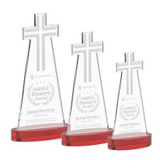 Cross Red on Alberton Base Abstract / Misc Crystal Award - Glass Awards